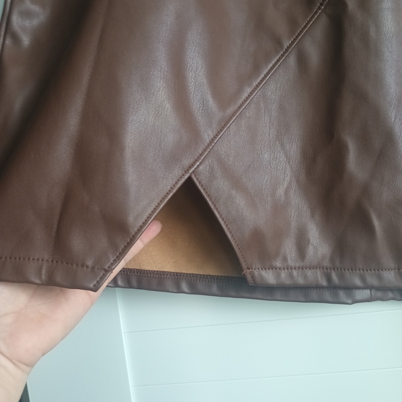 And NOW This/ Chic Asymmetrical Faux Leather Skirt in Brown - Picture 5 of 8